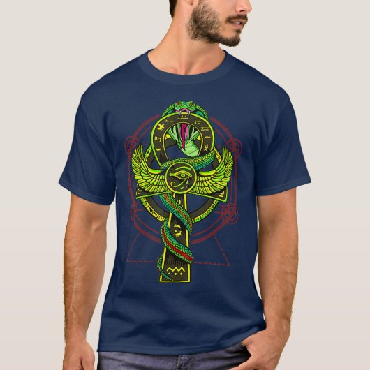 Eye Of Horus Ankh Serpent Snake Hieroglyphs T-shirt (Voorkant)