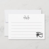Eye Of Horus Egyptian Symbol Custom Lined Monogram Notitiekaartje (Voorkant)