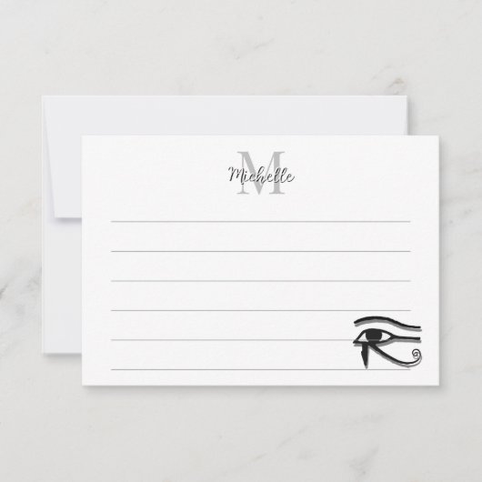 Eye Of Horus Egyptian Symbol Custom Lined Monogram Notitiekaartje (Voorkant)