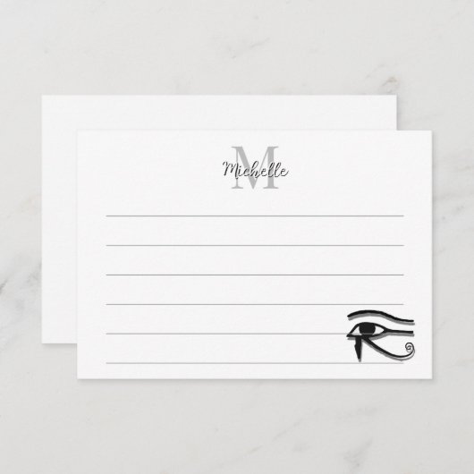 Eye Of Horus Egyptian Symbol Custom Lined Monogram Notitiekaartje (Voorkant / Achterkant)