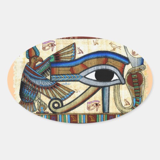 EYE OF HORUS Mystiek Egyptisch Kunst Collectie Ovale Sticker (Voorkant)