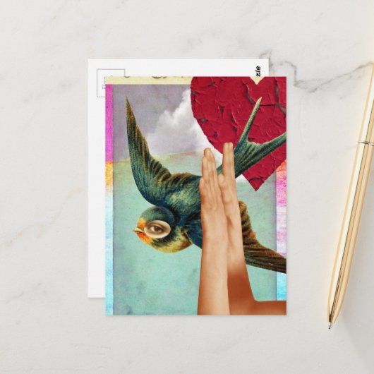 Eye of the Beholder, Abstract Digital Collage Briefkaart (Voorkant / Achterkant in situ)