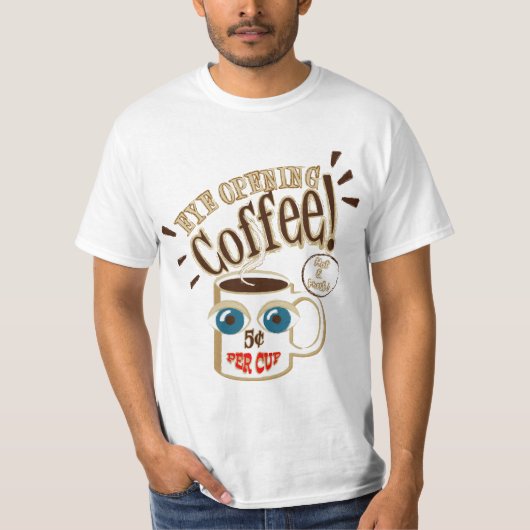Eye Opening Coffee - Glimlachende Big Eyed Mok T-shirt (Voorkant)