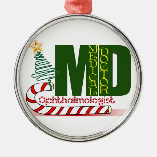 Eye OPTHAMOLOGIST MERRY CHRISTMAS MD DOCTOR Metalen Ornament (Voorkant)