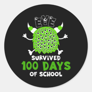 Eye overleefde 100 dagen leuk Schattige monster 10 Ronde Sticker