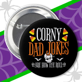 Eye Roll Joke Halloween Corny Dad Jokes Halloween Ronde Button 5,7 Cm