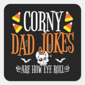 Eye Roll Joke Halloween Corny Dad Jokes Halloween Vierkante Sticker (Voorkant)