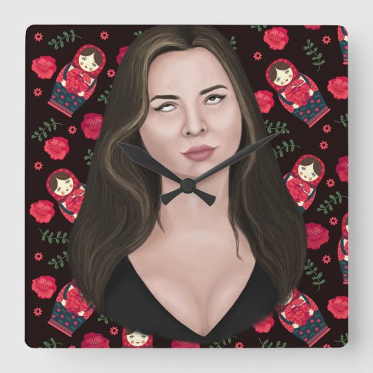 Eye Roll Vierkante Klok (Voorkant)