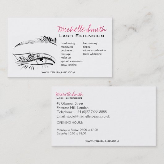 Eye Sketch Mascara Lash Extension Visitekaartje (Voorkant / Achterkant)