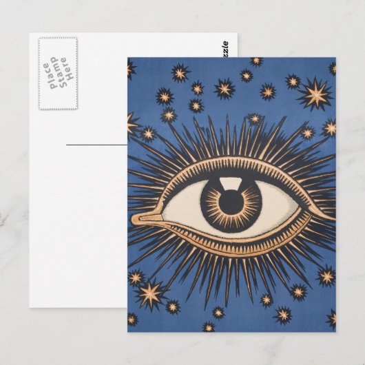 Eye Stars Moon Celestial Briefkaart (Voorkant / Achterkant)