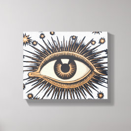 Eye Stars Moon Celestial Canvas Afdruk