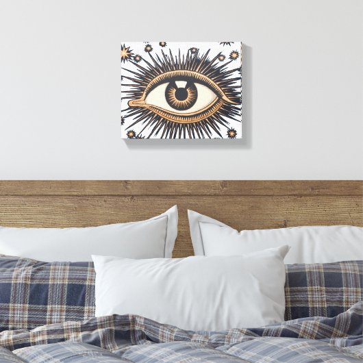 Eye Stars Moon Celestial Canvas Afdruk (Insitu (Slaapkamer))