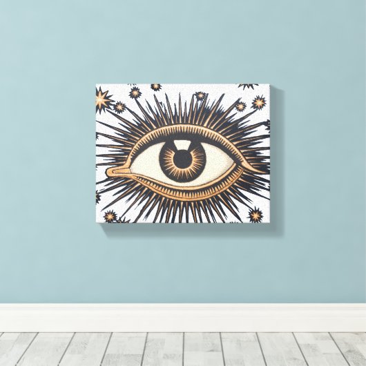 Eye Stars Moon Celestial Canvas Afdruk (Insitu (Houten vloer))