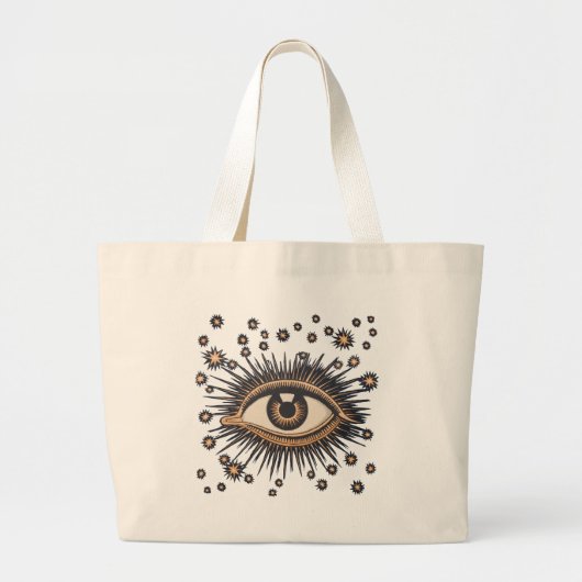 Eye Stars Moon Celestial Grote Tote Bag (Voorkant)
