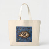 Eye Stars Moon Celestial Grote Tote Bag (Voorkant)
