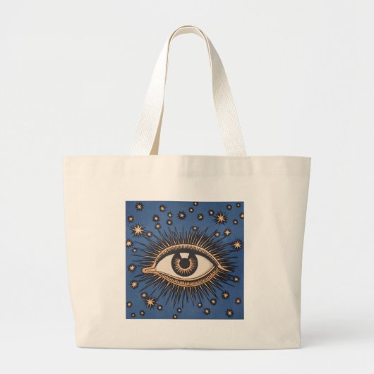 Eye Stars Moon Celestial Grote Tote Bag (Voorkant)