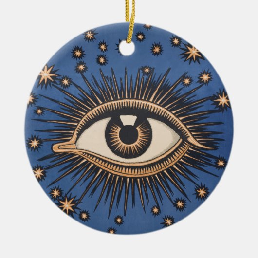Eye Stars Moon Celestial Keramisch Ornament (Voorkant)