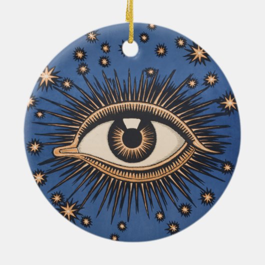 Eye Stars Moon Celestial Keramisch Ornament (Achterkant)