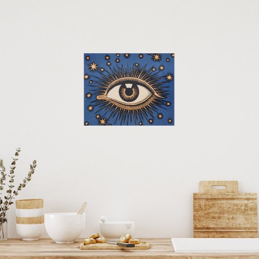 Eye Stars Moon Celestial Poster (Keuken)