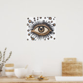 Eye Stars Moon Celestial Poster (Keuken)