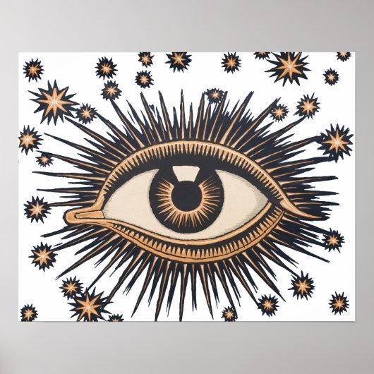 Eye Stars Moon Celestial Poster (Voorkant)