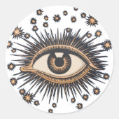 Eye Stars Moon Celestial Ronde Sticker (Voorkant)