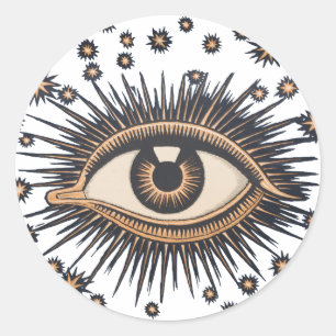 Eye Stars Moon Celestial Ronde Sticker