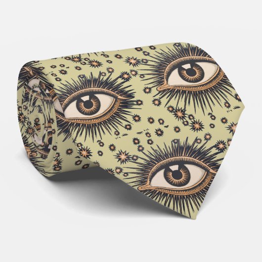 Eye Stars Moon Celestial Stropdas (Opgerold)