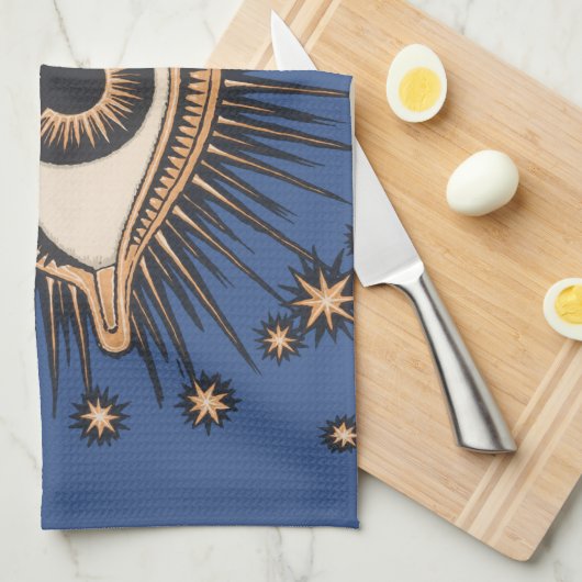 Eye Stars Moon Celestial Theedoek (Quarter Fold)