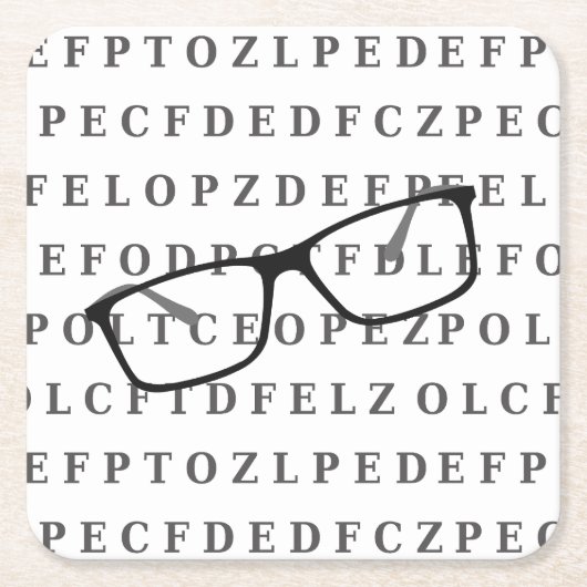 Eye Test Chart and Specs Fun Optician Kartonnen Onderzetters (Voorkant)