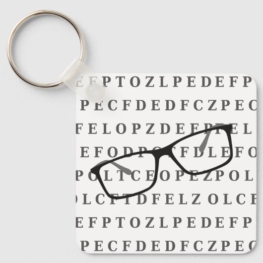 Eye Test Chart and Specs Monogram Optician Sleutelhanger (Voorkant)
