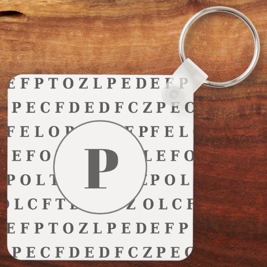 Eye Test Chart and Specs Monogram Optician Sleutelhanger (Achterkant)