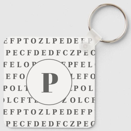 Eye Test Chart and Specs Monogram Optician Sleutelhanger (Achterkant)