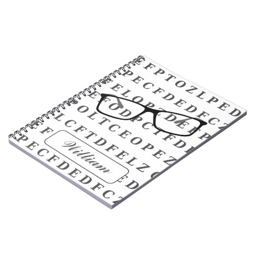 Eye Test Chart and Specs Personalised Optician Notitieboek (Linkerzijde)