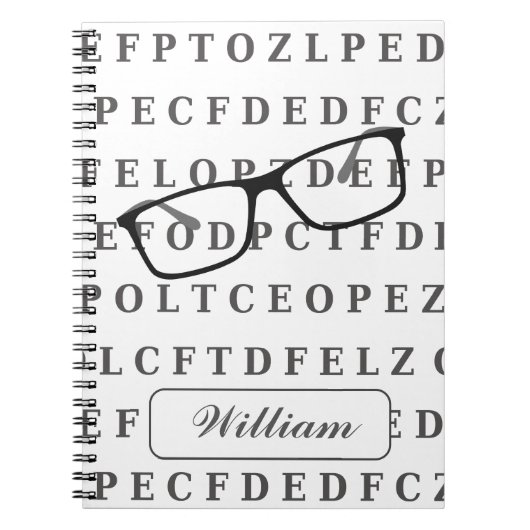 Eye Test Chart and Specs Personalised Optician Notitieboek (Voorkant)