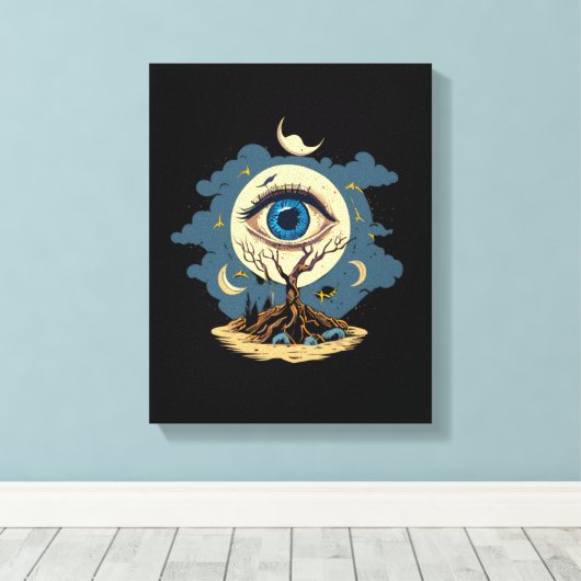 Eye Tree Moon Art Canvas Afdruk (Insitu (Houten vloer))