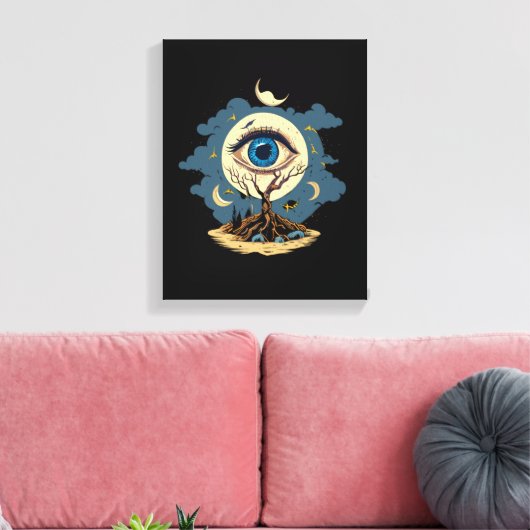 Eye Tree Moon Art Canvas Afdruk (Insitu (Woonkamer))
