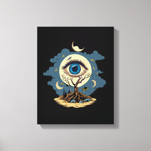 Eye Tree Moon Art Canvas Afdruk (Voorkant)