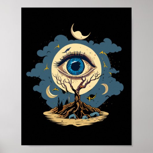 Eye Tree Moon Art Poster (Voorkant)