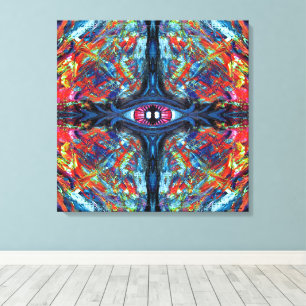 Eye Twisted en Trippy Schilderen blauw Canvas Afdruk