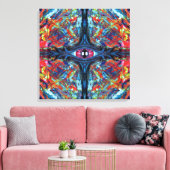 Eye Twisted en Trippy Schilderen blauw Canvas Afdruk (Insitu (Woonkamer))