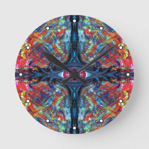 Eye Twisted en Trippy Schilderen blauw met Stippen Ronde Klok