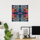 Eye Twisted en Trippy Schilderen blauw Poster (Thuiskantoor)
