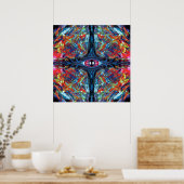 Eye Twisted en Trippy Schilderen blauw Poster (Keuken)