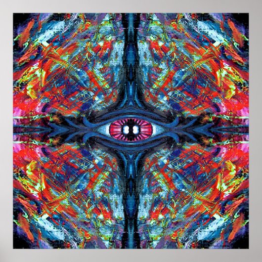 Eye Twisted en Trippy Schilderen blauw Poster (Voorkant)