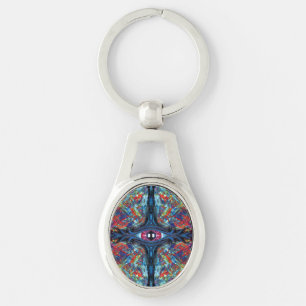 Eye Twisted en Trippy Schilderen blauw Sleutelhanger