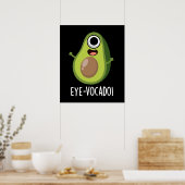 Eye-vocado Grappige Avocado Pun Donker BG Poster (Keuken)