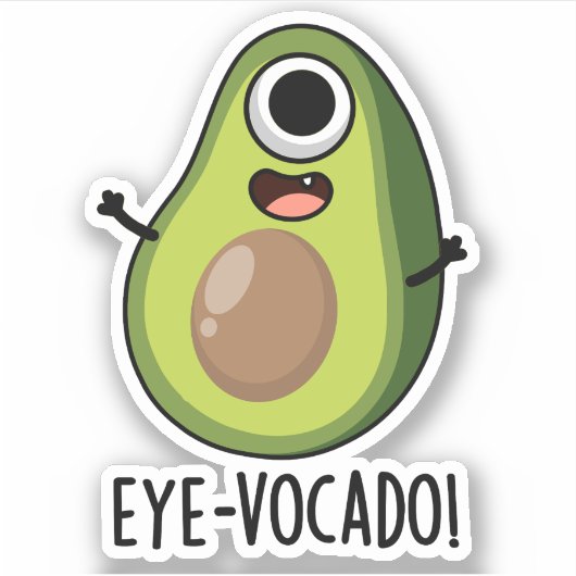 Eye-vocado grappige avocado woordspeling sticker (Voorkant)