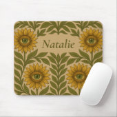 Eye Zonnebloem Bloemen Custom Naam Mousepad Muismat (Met muis)