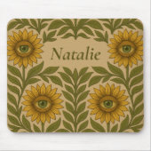 Eye Zonnebloem Bloemen Custom Naam Mousepad Muismat (Voorkant)